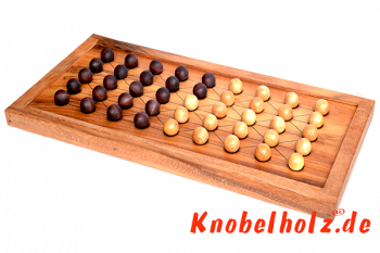 Fanorona Strategiespiel aus Samanea Holz für 2 Personen Spiel mit den Maßen 22,0 x 46,0 x 2,5 cm