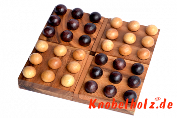 Pentalogic Strategiespiel aus Samanea Holz für 2 Personen Spiel mit den Maßen 20,5 x 20,5 x 5,0 cm
