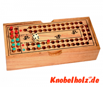 Pferderennen ein Würfelspiel für 2 Spieler mit den Maßen 20,4 x 8,4 x 3,7 cm , horse race game for 2 player samanea wooden dice game