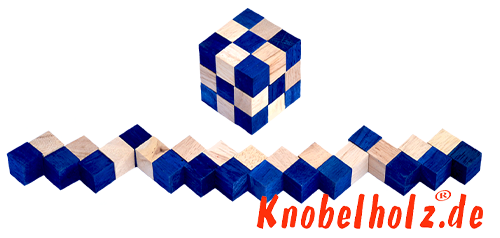 snake cube de serpent bleu de la boîte à 6 niveaux dans le cube de serpent variante puzzle en bois bleu