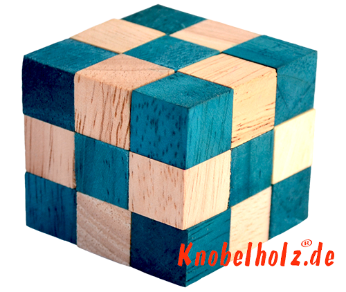snake cube türkis aus der snake cube level box holzpuzzle collection