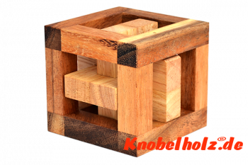 Catch Cross Cube Puzzle 3 D Interlock, Knobelspiel Puzzle aus Holz mit den Maßen 7,5 x 7,5 x 7,5 cm samanea wooden brain teaser