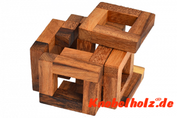 Cover Cube Puzzle Lösung 3D Interlock, Knobelspiel Puzzle aus Holz mit den Maßen 7,5 x 7,5 x 7,5 cm samanea wooden brain teaser