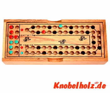 Pferderennen horse race Kinder Würfelspiel für 2 Spieler mit den Maßen 20,4 x 8,4 x 3,7 cm , samanea wooden dice game