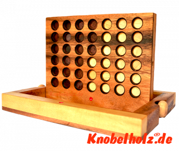 Collega quattro, Bingo, quattro di fila gioco di strategia in legno Samanea con chip di dimensioni 24,0 x 18,5 x 6 cm, collega quattro baccelli scimmia