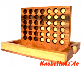 Connectez quatre, Bingo, quatre jeux d'affilée sur un jeu de stratégie en bois Samanea avec des jetons de 24,0 x 18,5 x 6 cm, connectez quatre gousses