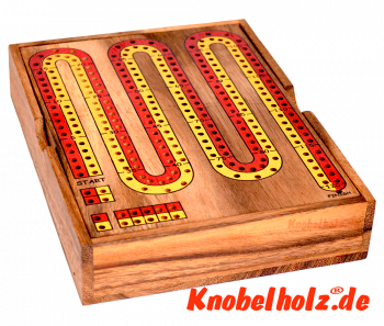 Cribbage klassisches Karten Würfelspiel für 2 Personen in Samanea Wooden Klappbrett Holz Box