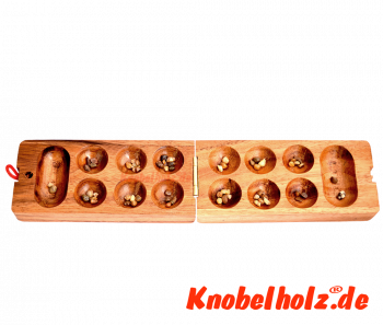 Kalaha, Reise Mancala Board, afrikanisches Bohnenspiel Holzbox in den Maßen 16,3 x 7,8 x 4,5 cm, mancala samanea wooden game