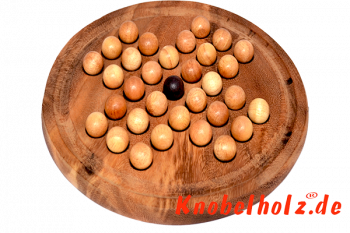 Solitaire rundes Spielbrett oder Steckhalama Box das beliebteste Strategie Spiel für 1 Spieler aus Holz in der samanea Holz