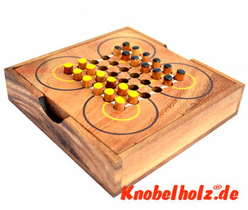 Surakarta Strategie Spiel 2 Spieler die Holzversion mit Holzstiften mit Maßen 13,5 x 13,5 x 3,0 cm, Strategy Surakarta samanea wooden game