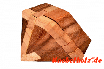 Juwel Puzzle das Diamanten Puzzle aus Holz mit den Maßen 6,5 x 6,5 x 6,5 cm samanea wooden brain teaser