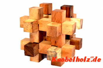 Käfig medium Puzzle Tavor Holzpuzzle tricky mit 8 Teilen Wooden IQ Game, Geduld Puzzle, Denkspiel in den Maßen 9,0 x 9,0 x 9,0 cm, samanea brain teaser