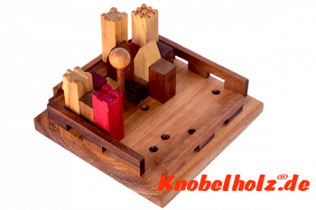 King Castle Holzpuzzle das Schlosspuzzle mit Varianten mit den Maßen 11,8 x 11,8 x 7,0 cm samanea wooden brain teaser