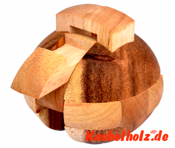 Baseball Holzpuzzle, interlock wooden puzzle solution samanea wood monkey pod mit den Maßen 7,0 x 7,0 x 7,0 cm 