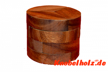 Radius Holzpuzzle 3D Zylinder Puzzle mit 4 Holzteilen, IQ Puzzle, Geduld Puzzle, Denkspiel in den Maßen 9,3 x 9,3 x 4,5 cm, monkey pod teaser