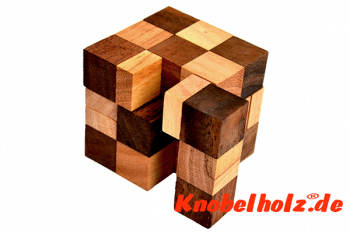 Snake Cube Box Puzzle Half Stone Cube Puzzle in den Maßen  9,8 x 7,5 x 10,0 cm samanea wooden brainteaser 