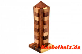 Sky Tower Holzpuzzle 3D Tetris Puzzle mit Tetris Holzteilen, IQ Puzzle, Geduld Puzzle, Denkspiel in den Maßen 8,0 x 8,0 x 24,5 cm, monkey pod teaser