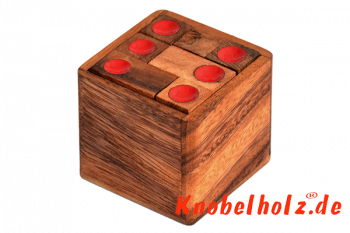 Dice Cube Würfelpuzzle medium 3D Puzzle mit 9 Teilen in den Maßen 6,9 x 6,9 x 6,3 cm, samanea wooden puzzle brain teaser